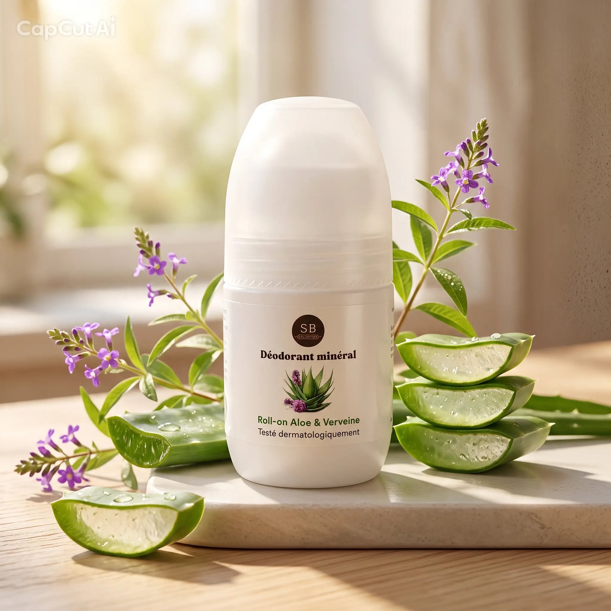 Déodorant Roll-on à la pierre d'Alun à l'Aloe vera parfum verveine