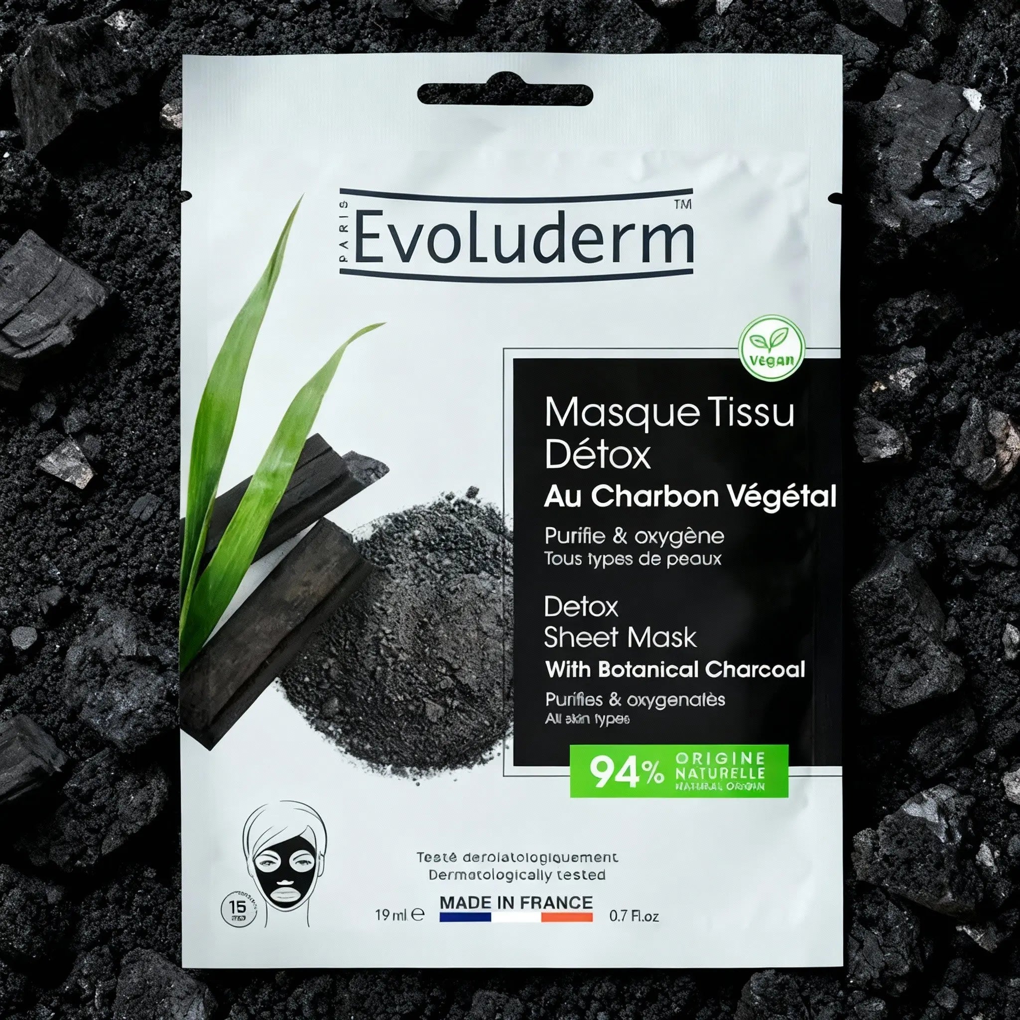 Masque Tissu Détox au Charbon Végétal Actif Savo'Nath